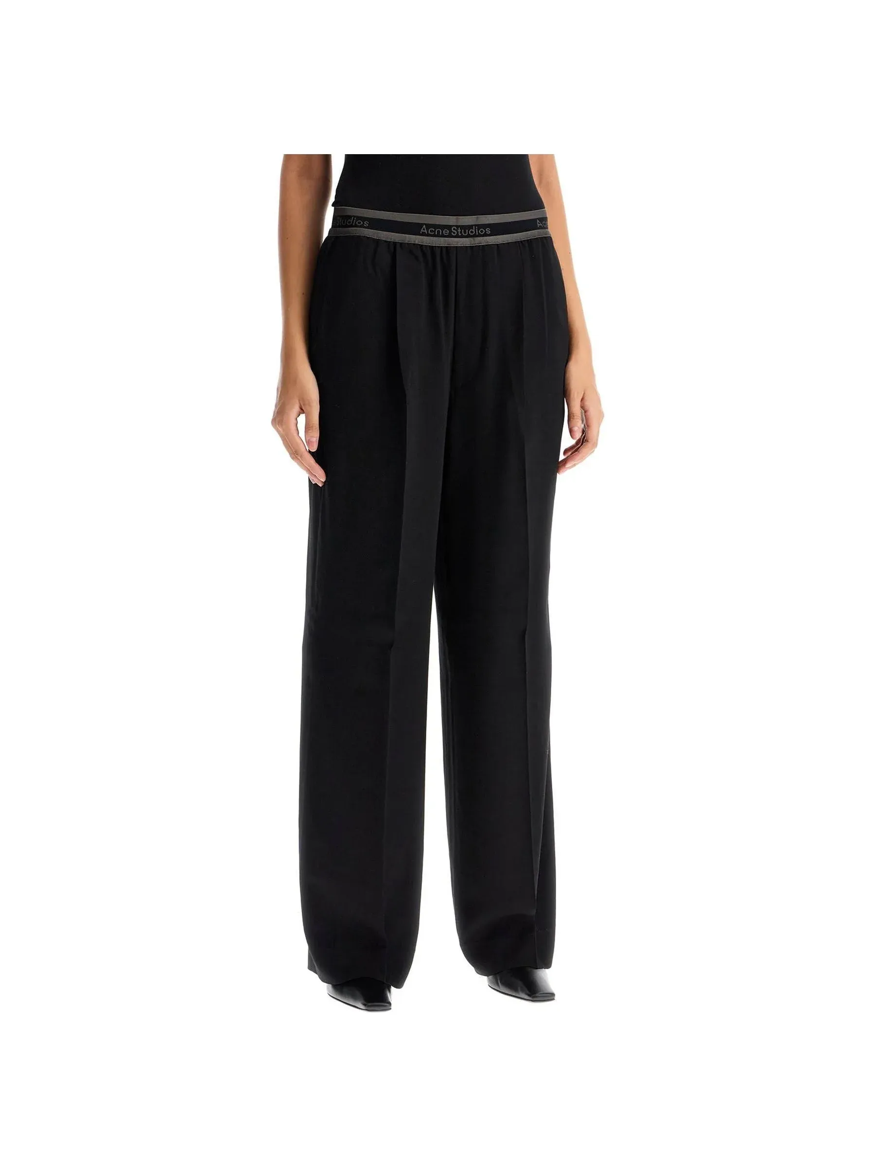 Wide Leg Logo Tape Trousers