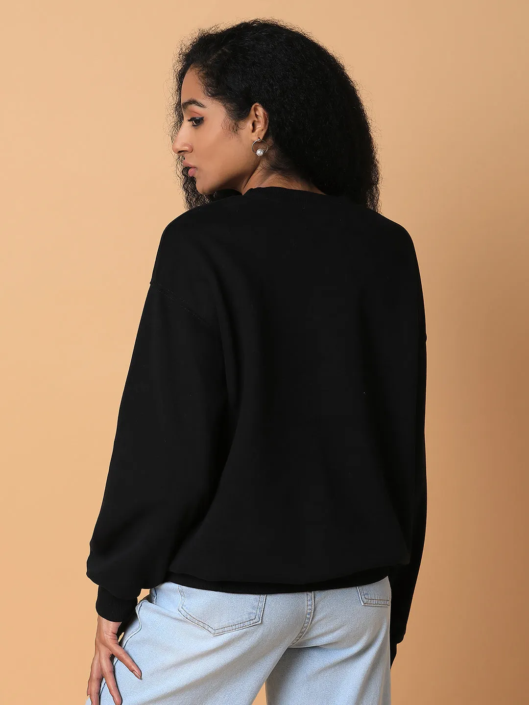 Women Graphic Black Oversized Pullover