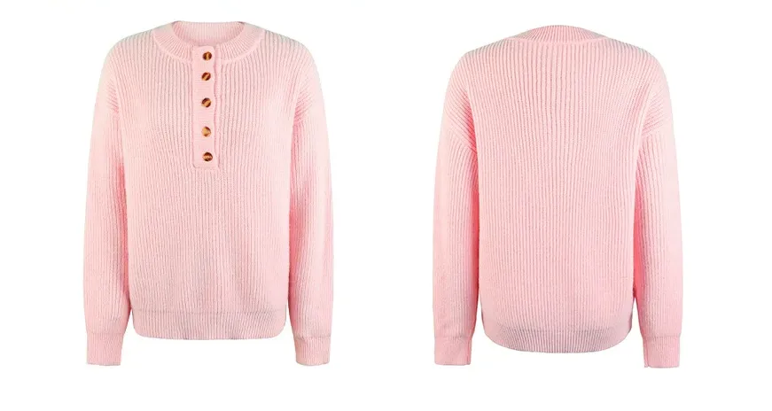 Women's Casual Knit Pullover with Buttons – Fall Must-Have 🍁