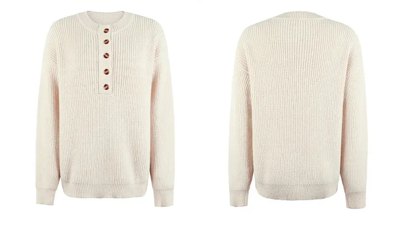 Women's Casual Knit Pullover with Buttons – Fall Must-Have 🍁