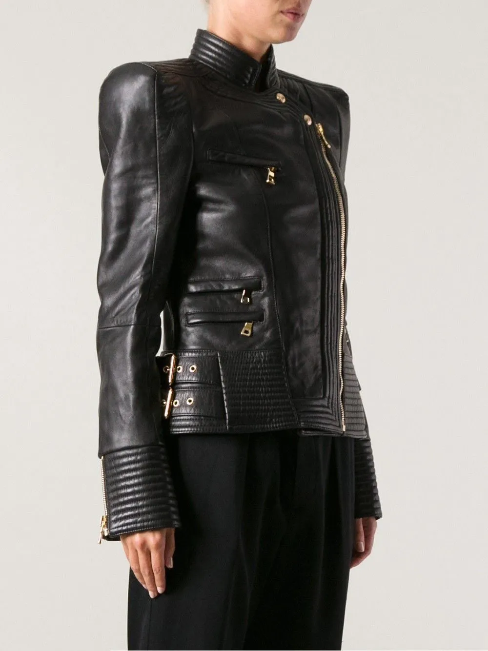 Women's Distinctive Quilted Leather Jacket WJ046