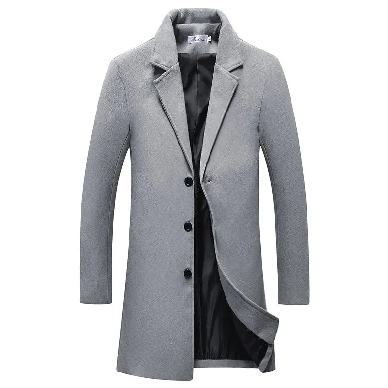 Woolen lapel trench coat